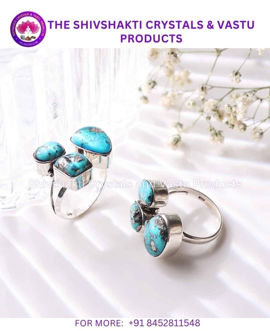3 Stone Persian Firoza Silver Ring