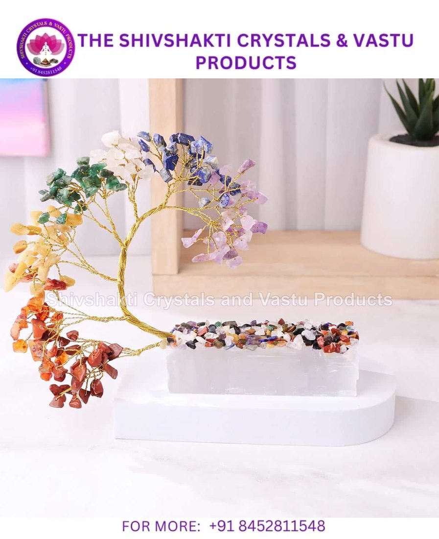 7 Chakra Tree 175 Beads On Selenite