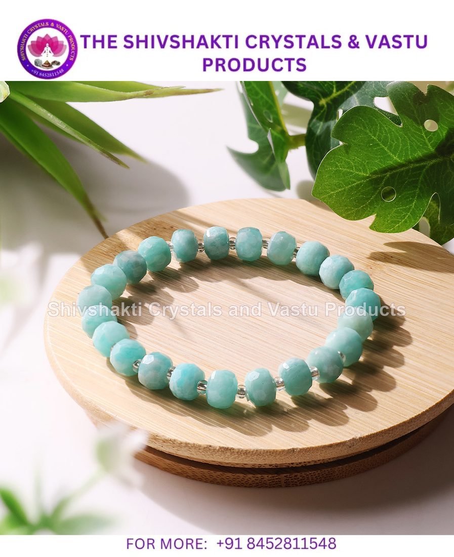 Amazonite Drum Faceted Beads Bracelet