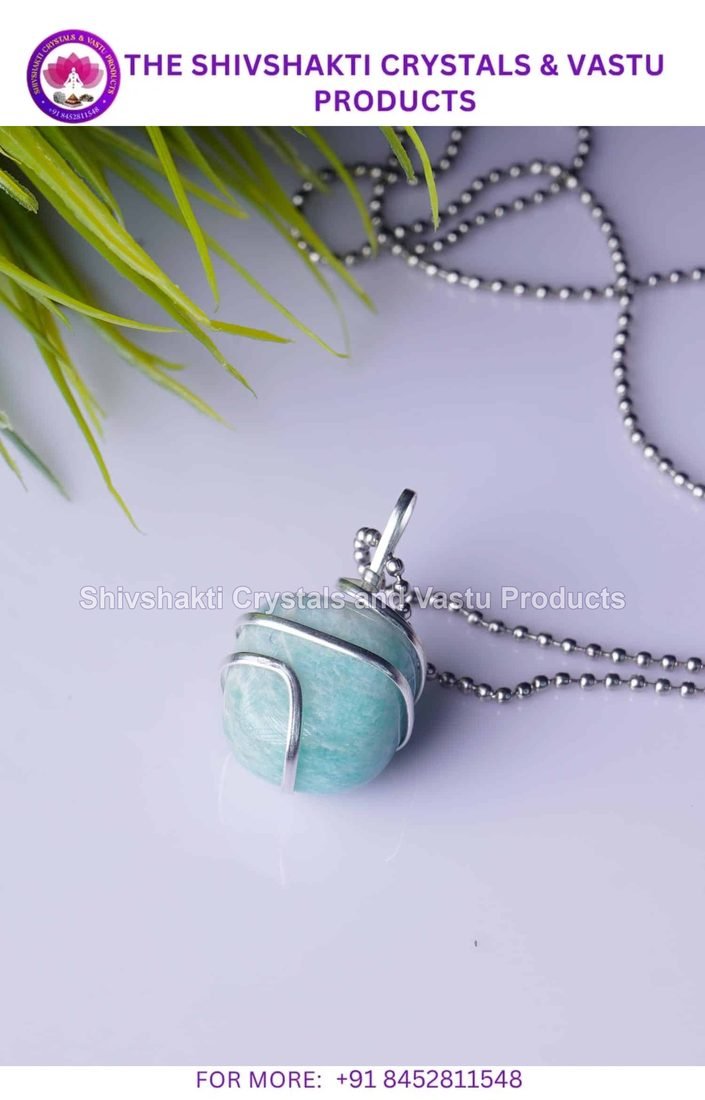 Amazonite Wire Wrapped Tumble Pendant