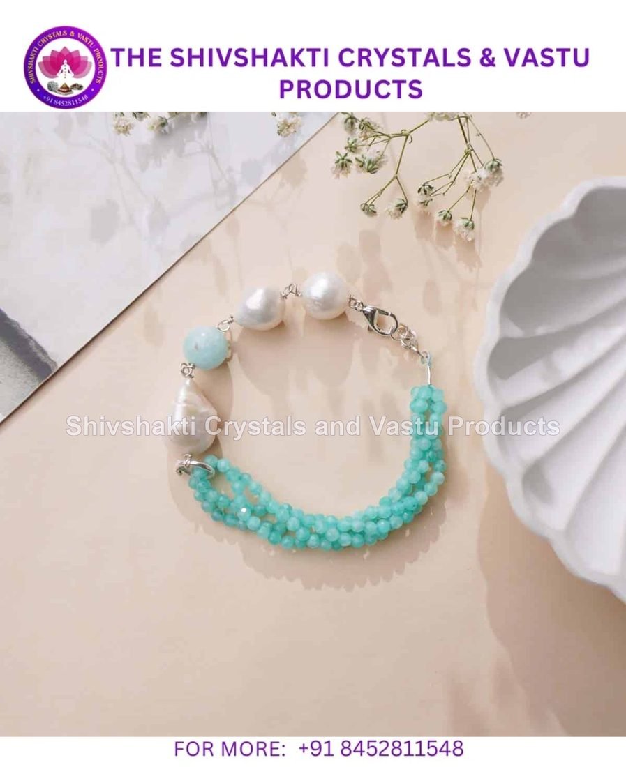 Amazonite with Pearl Silver Bracelet