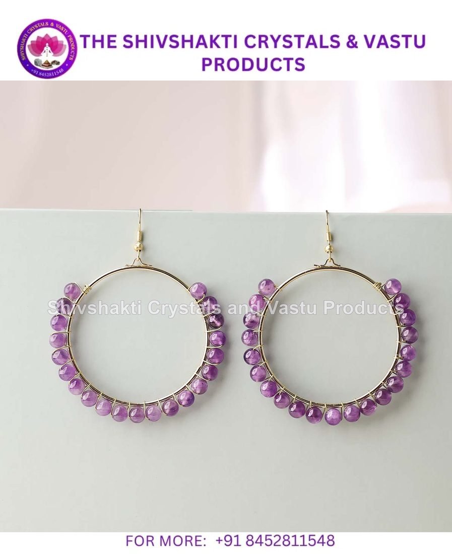 Amethyst Beads Hook Earrings