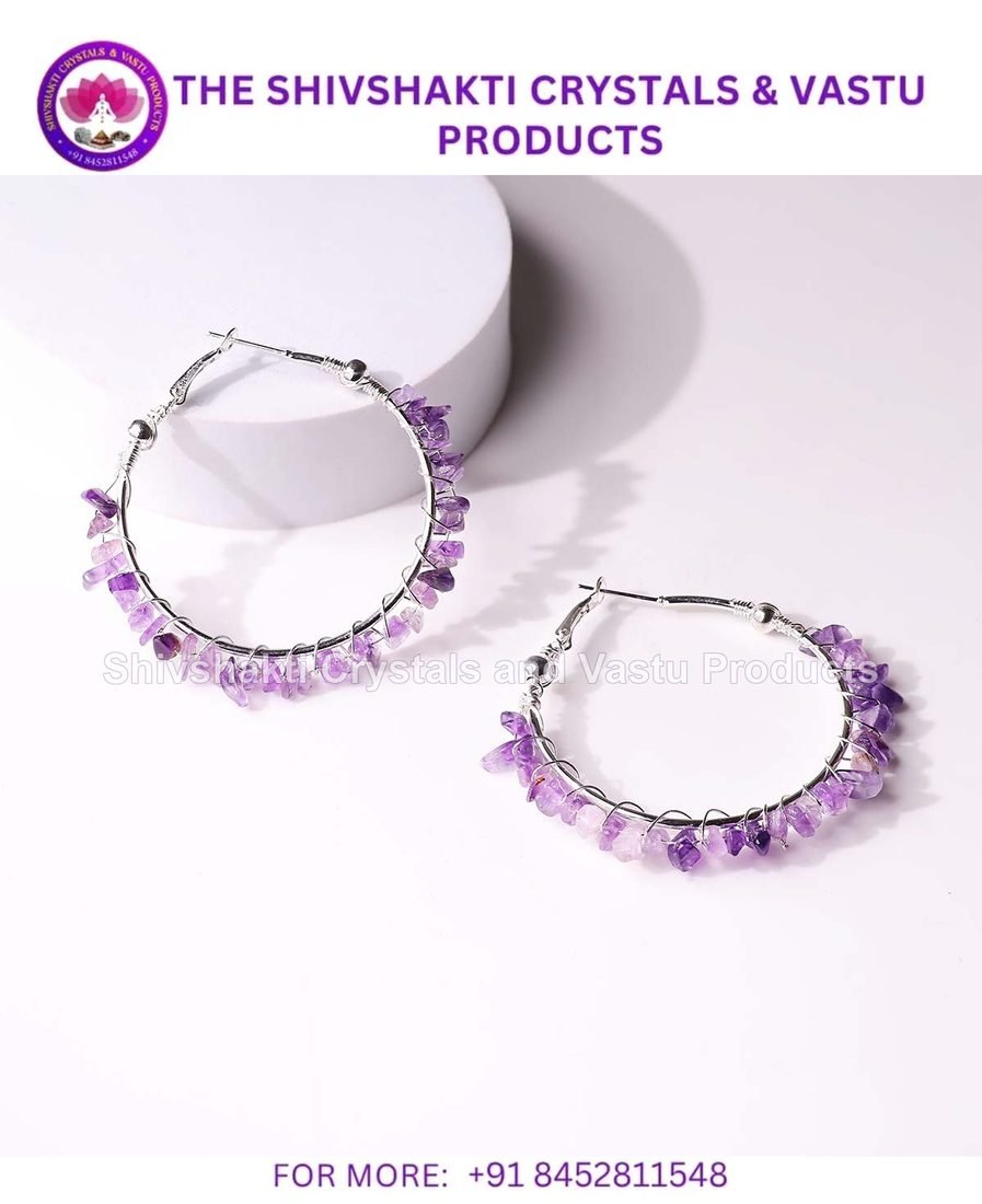 Amethyst Chips Huggie Hoops Earring
