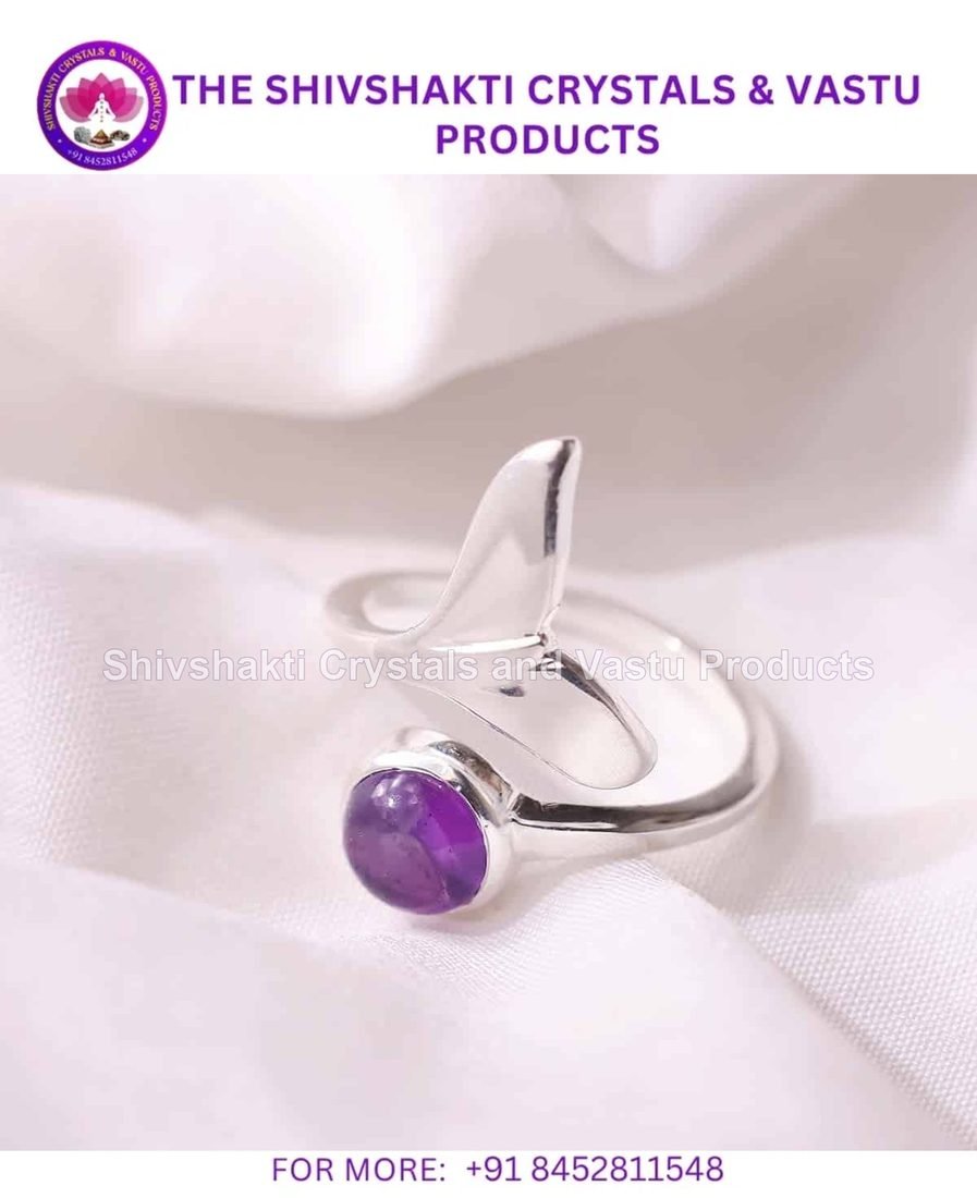 Amethyst Dolphin Tail Ring Silver