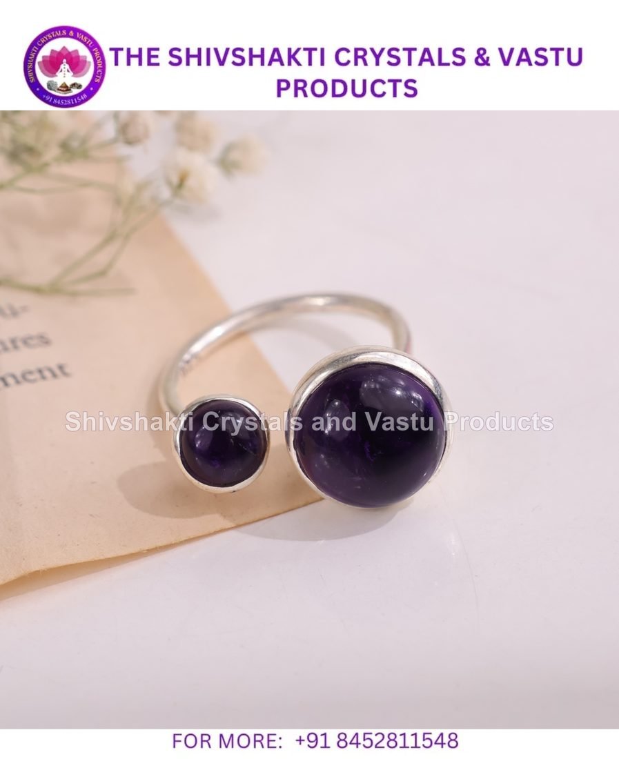 Amethyst Double Stone Ring Silver
