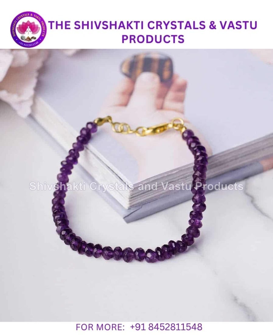 Amethyst Faceted Bati Shape Beads Bracelet