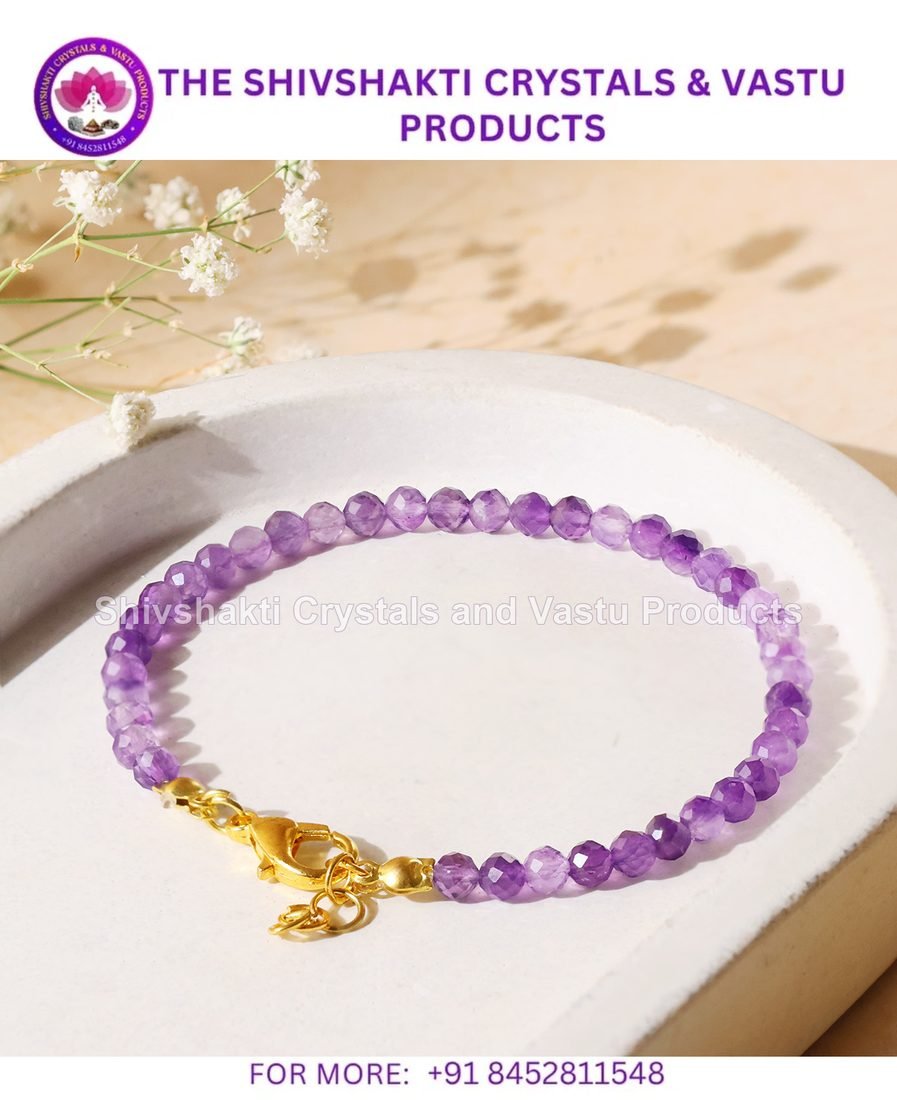 Amethyst faceted Chain Bracelet 4mm