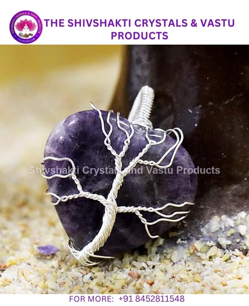 Amethyst Heart Pendant with Wire Wrapped