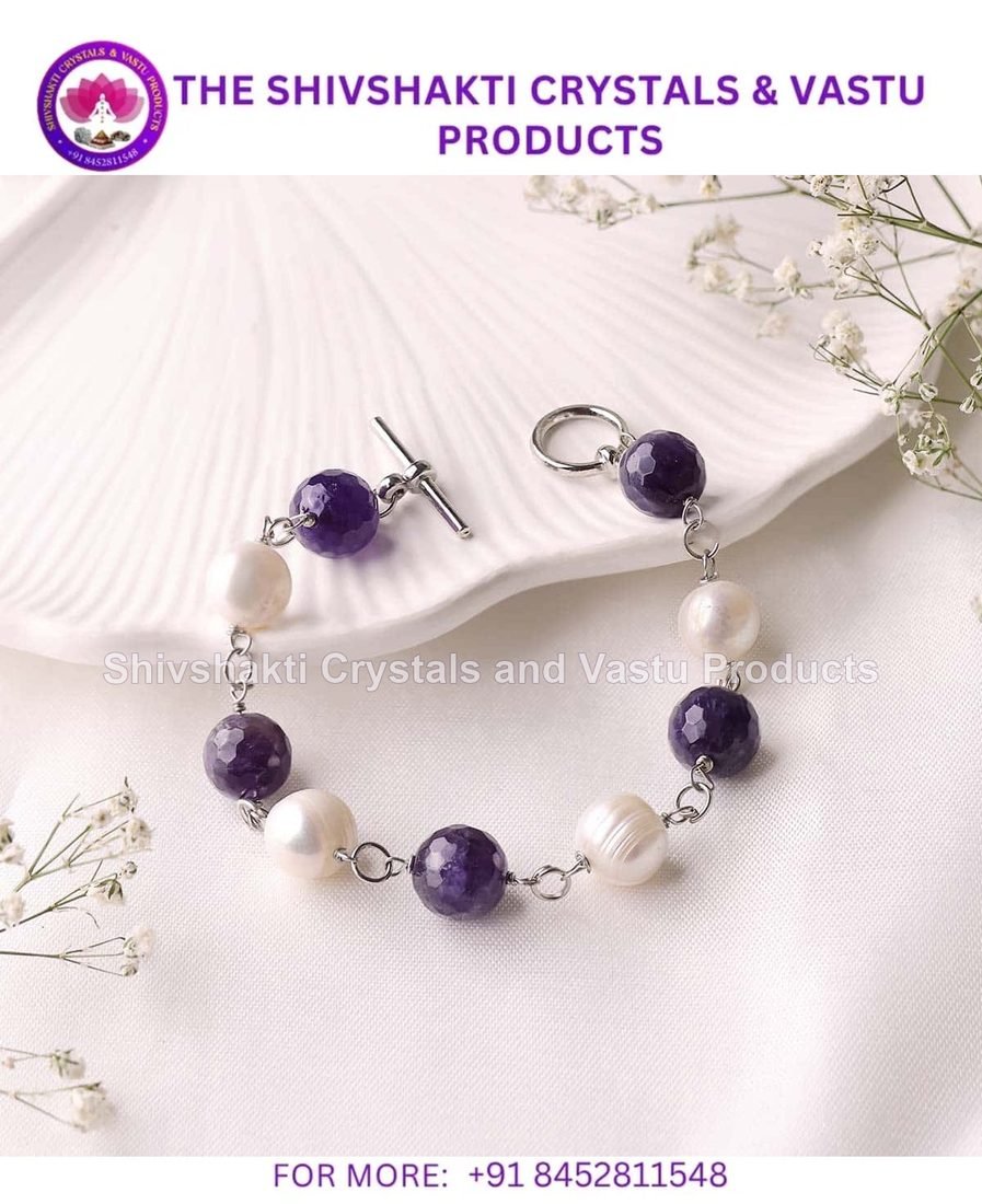 Amethyst Pearl Chain Bracelet
