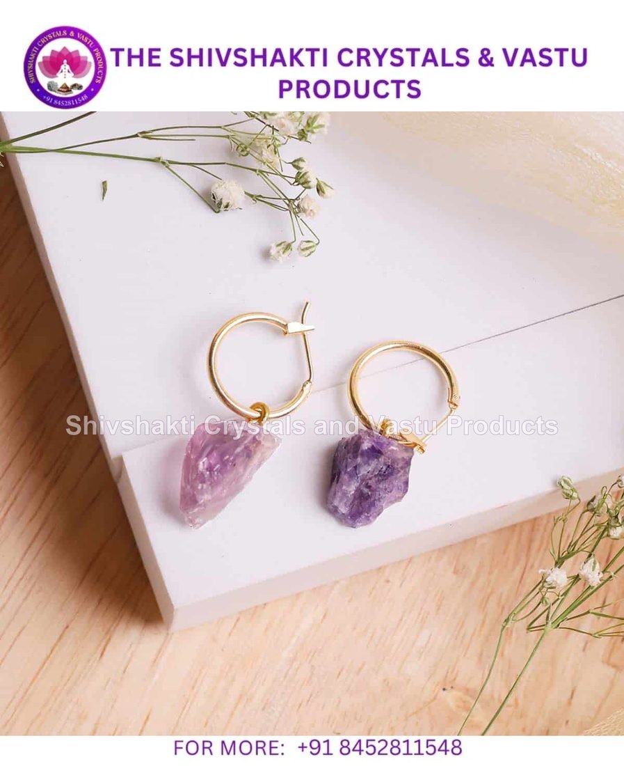 Amethyst Raw Hoop Earrings