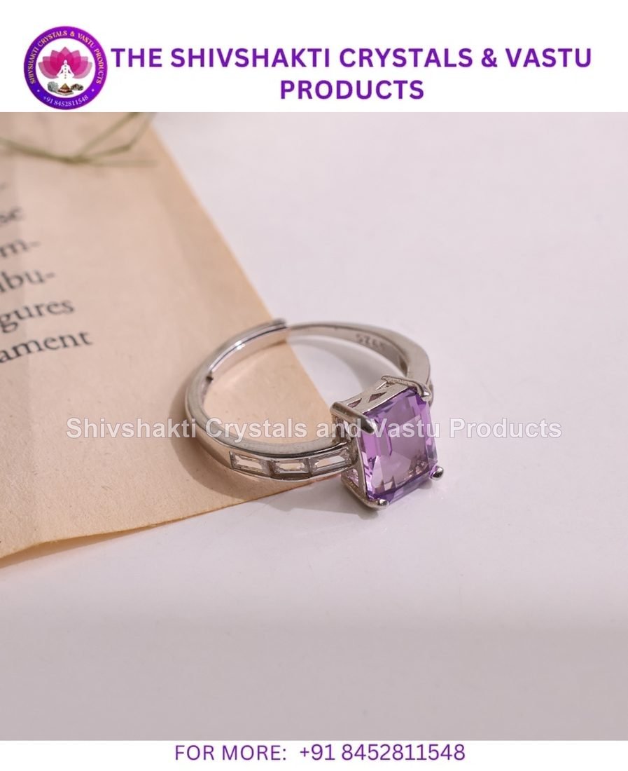 Amethyst Rectangle Shape Silver Ring