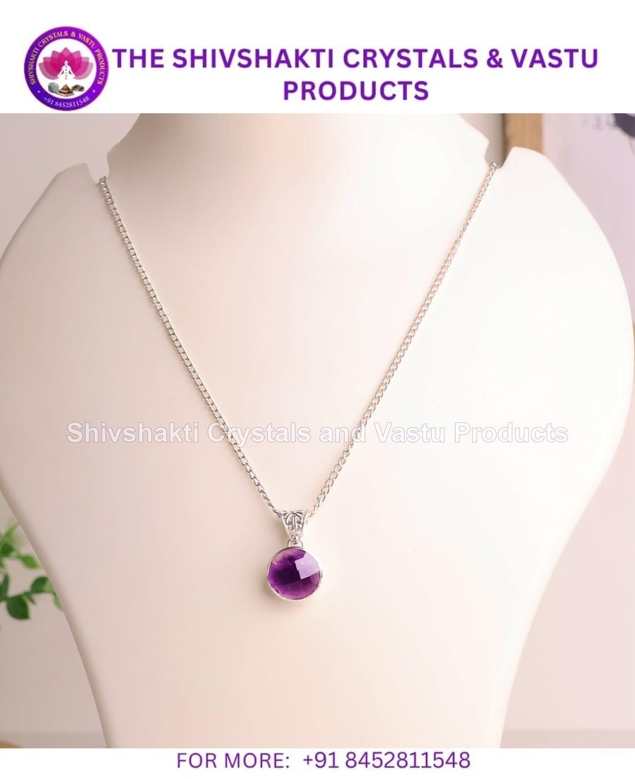 Amethyst Round Silver Pendant