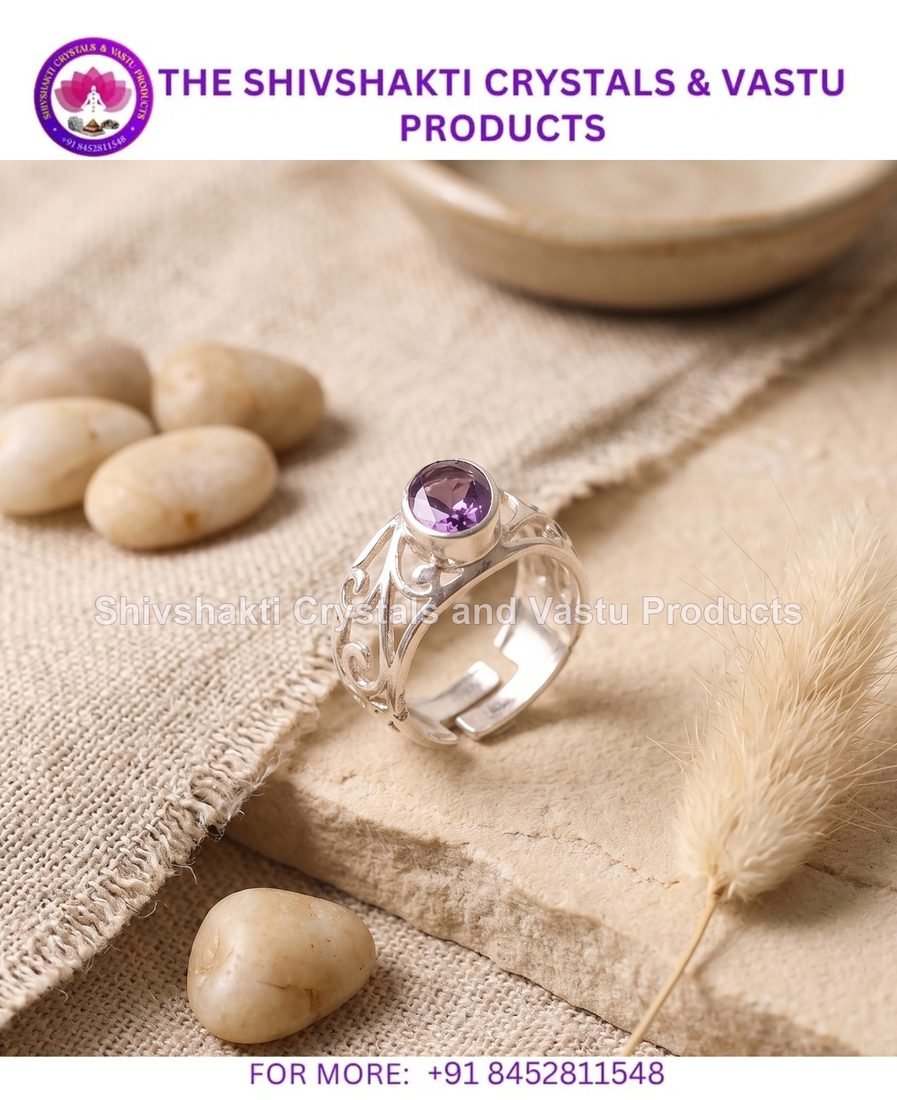 Amethyst Small Oval Design Silver Ring