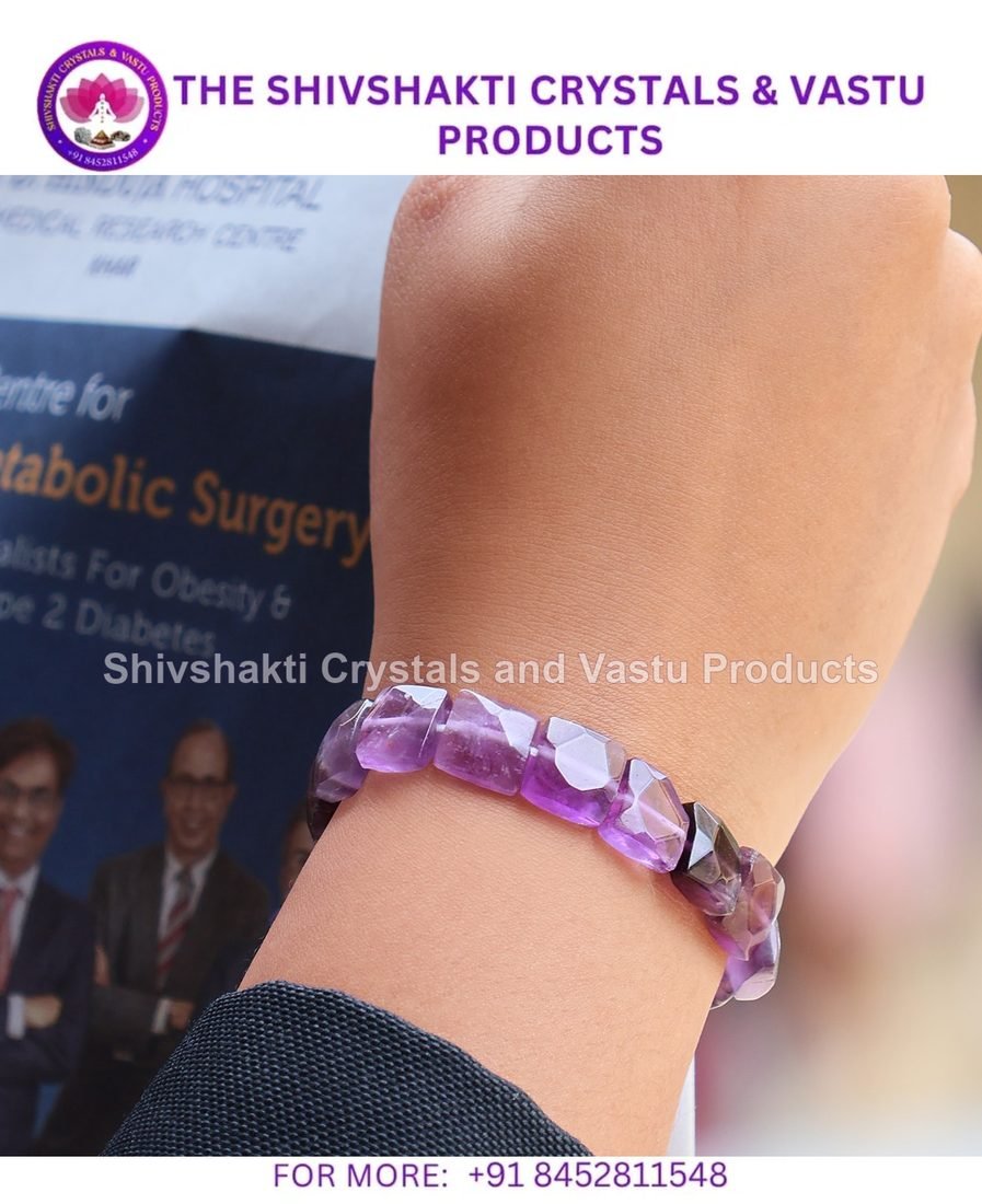 Amethyst Square Shape Beads Bracelet