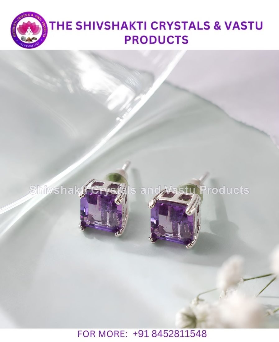 Amethyst Stud Earring Silver