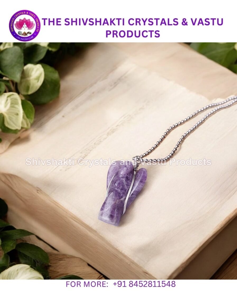 Amethyst Wire-Wrapped Angel Pendant