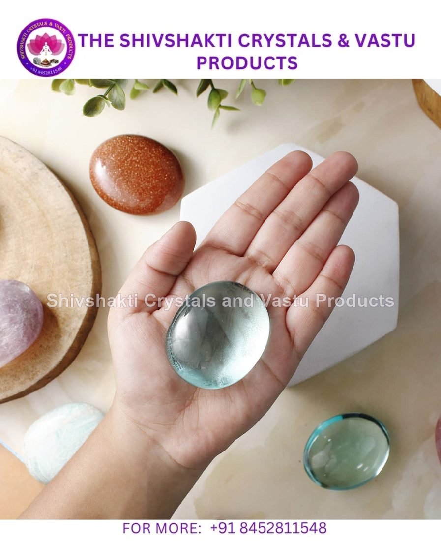 Aqua Obsidian Palm Stone (Man-Made )
