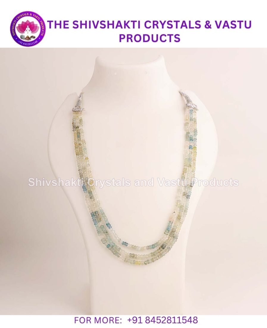 Aquamarine 3 Layer Bati Faceted Necklace