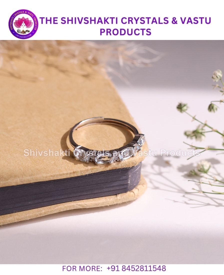 Aquamarine 4 Stone Silver Ring