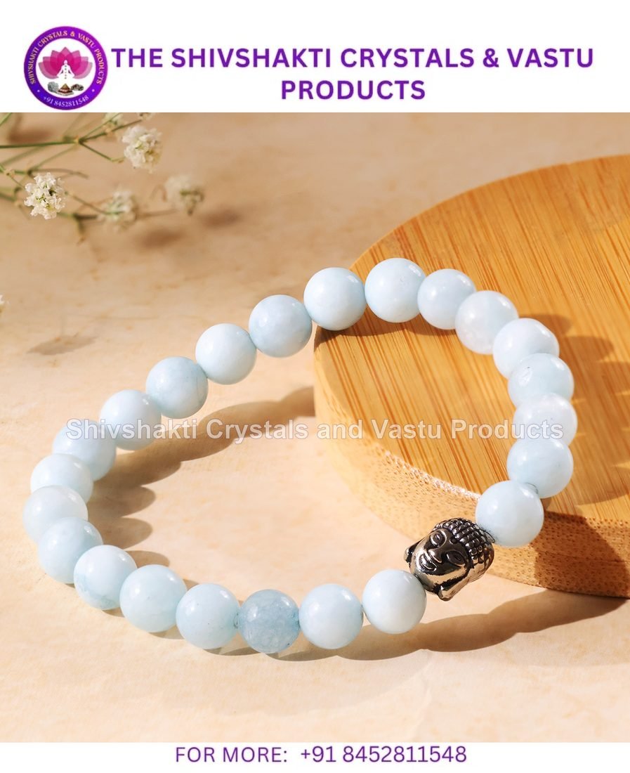 Aquamarine Buddha Bracelet 8mm (Dyed)
