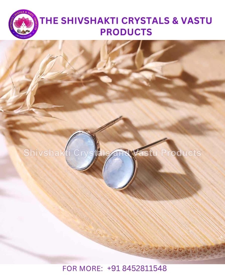 Aquamarine Oval Stud Earrings Silver