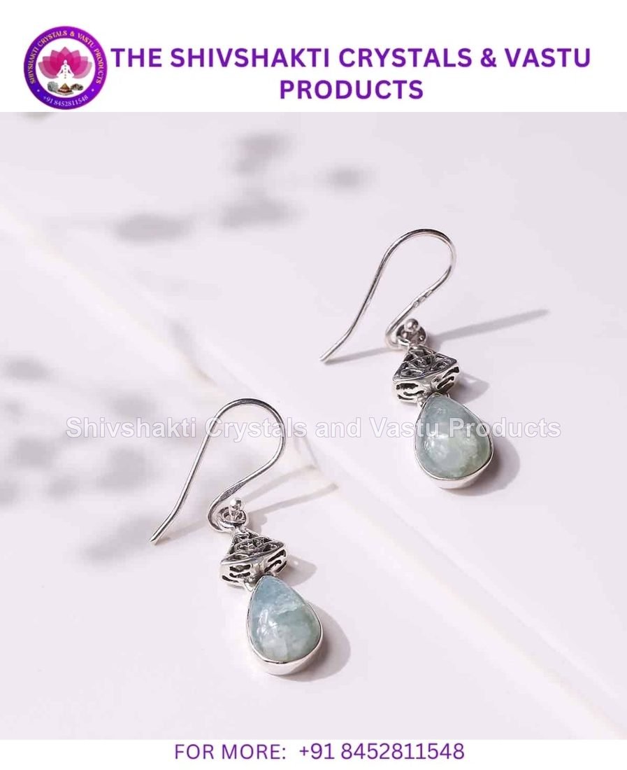Aquamarine Silver Drop Hanging Earrings