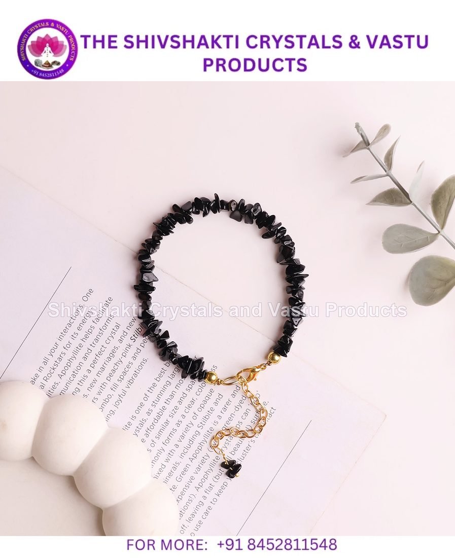 Black Agate Chips Chain Bracelet