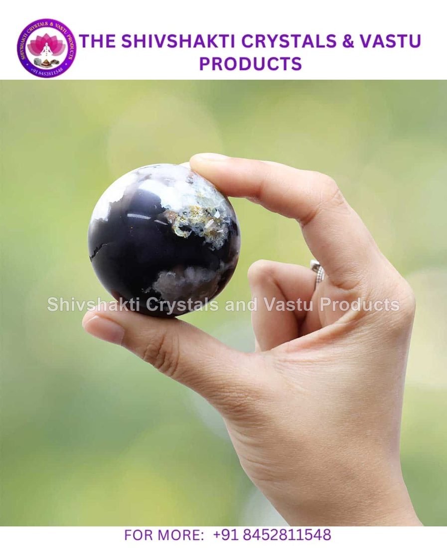 Black Flower Agate Sphere / Ball