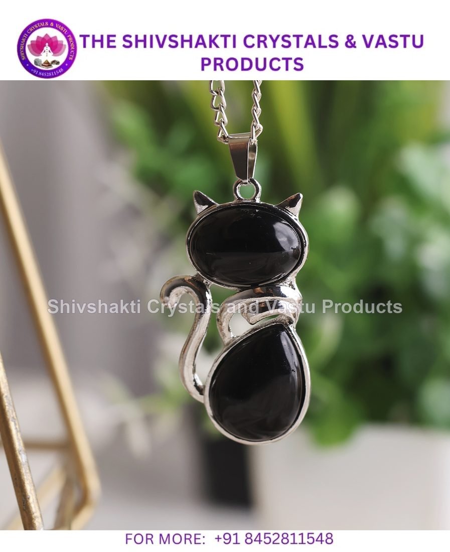 Black Obsidian Kitty Cat Pendant