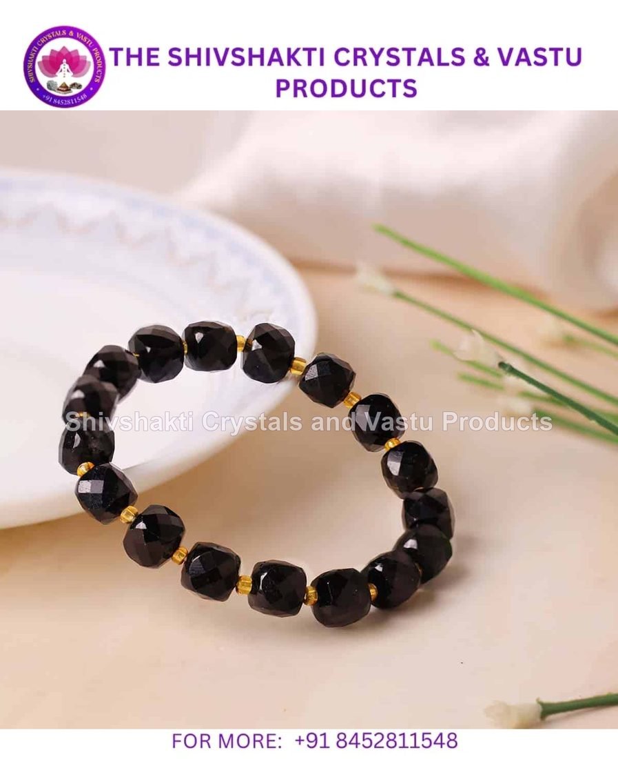 Black Tourmaline Box Faceted Bracelet