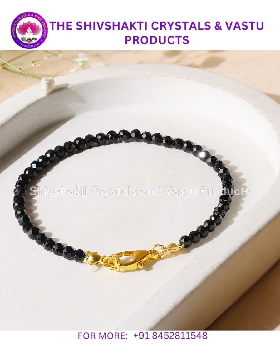 Black Tourmaline Faceted Chain Bracelet 4mm