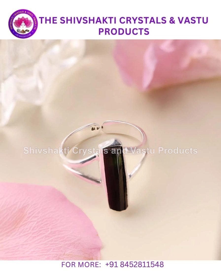 Black Tourmaline Raw Ring Silver-A