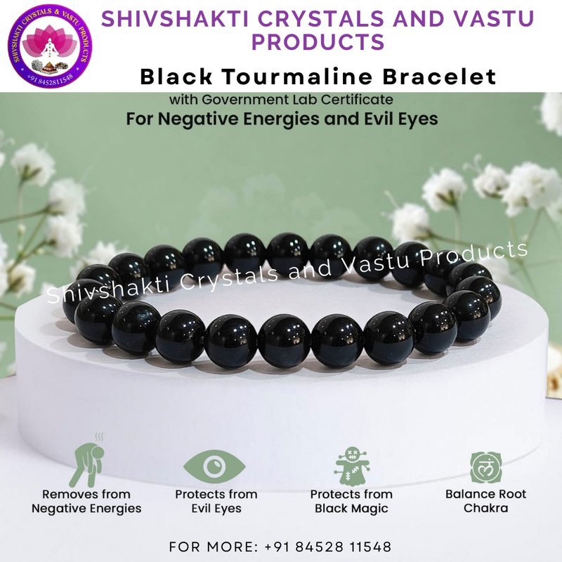 Black Tourmaline Round Beads Bracelet