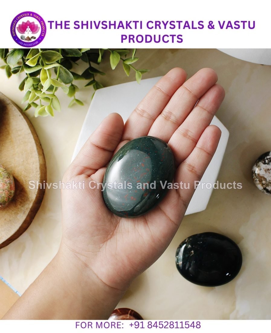 Blood Stone Crystal Palm Stone