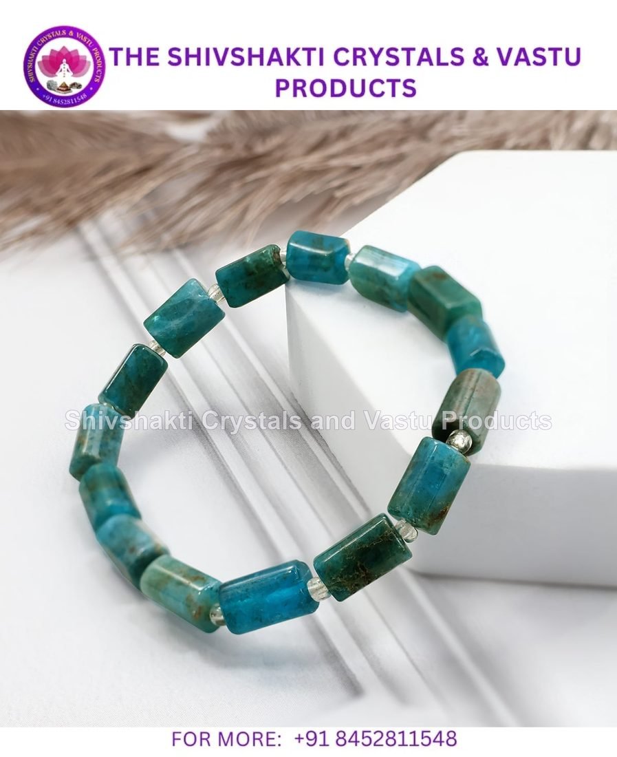 Blue Apatite Rectangle Beads Bracelet