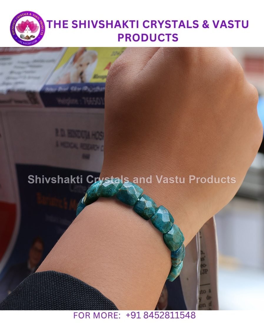 Blue Apatite Square Shape Beads Bracelet
