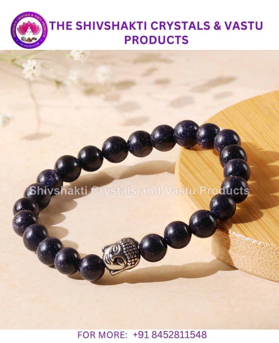 Blue Goldstone Buddha Bracelet 8 mm