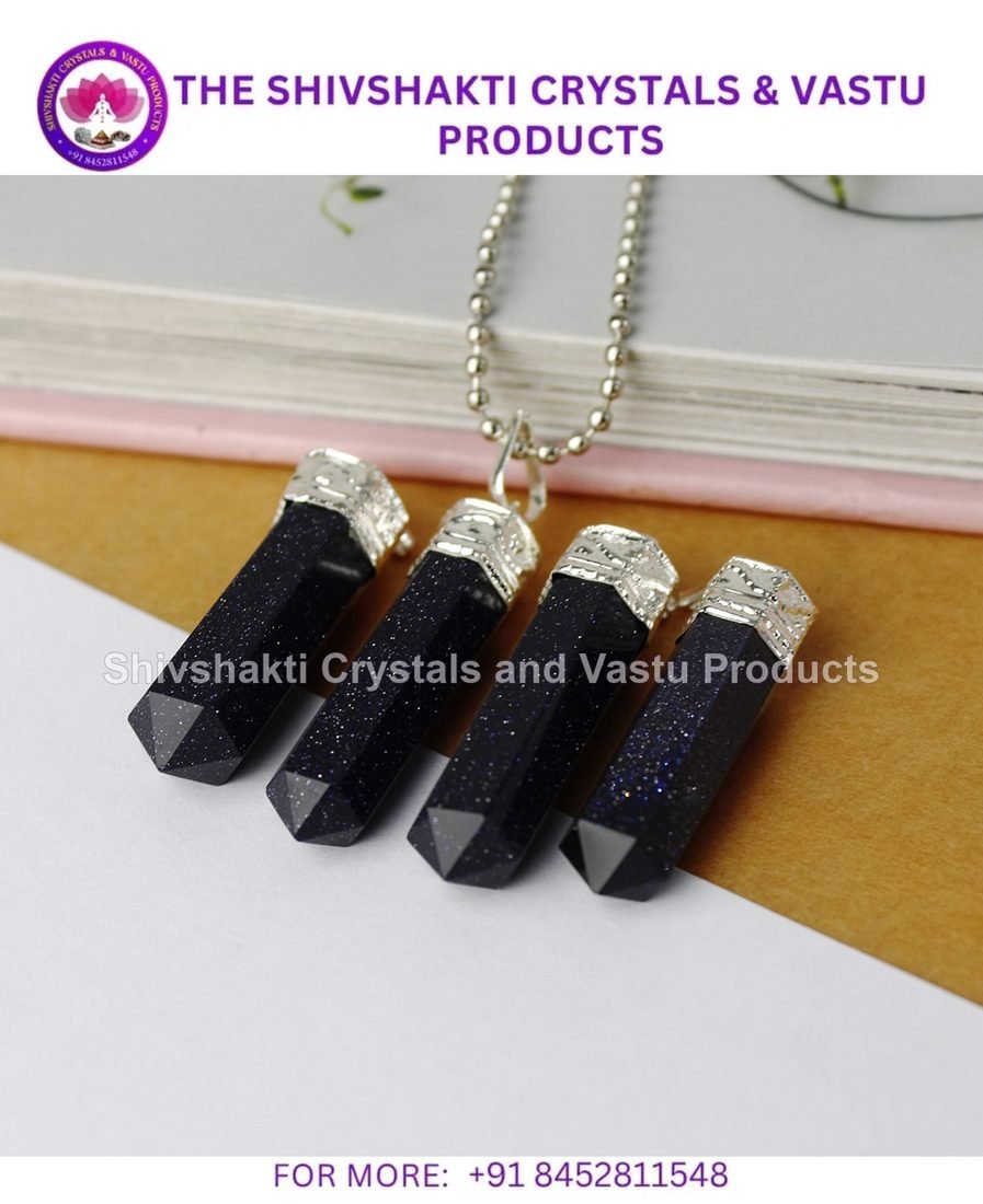 Blue Goldstone Pencil Pendant