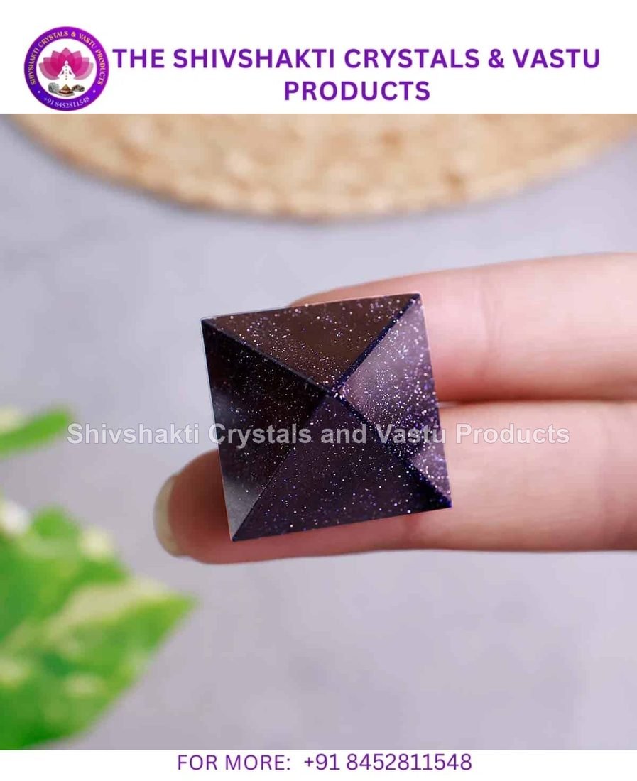Blue Goldstone Small Pyramid ( Man-Made )
