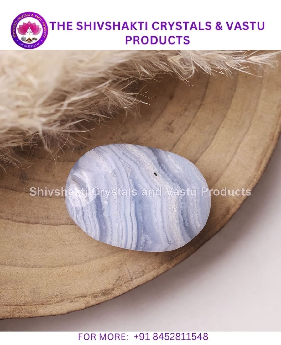 Blue Lace Agate Palm Stone