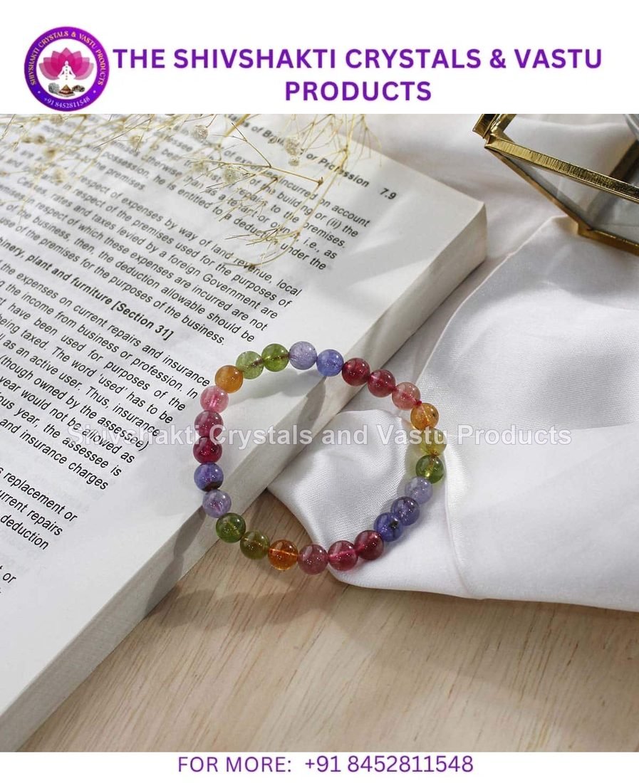 Candy Tourmaline Round Beads Bracelet