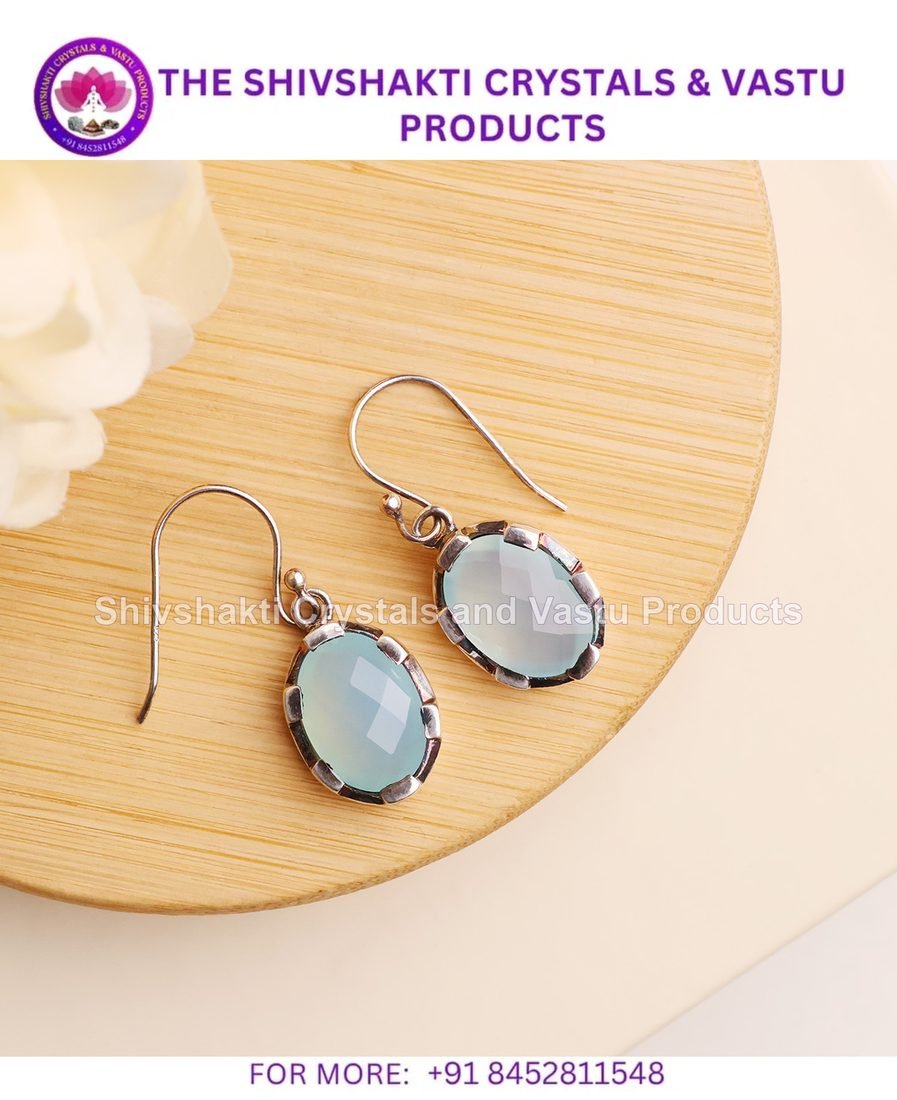 Chalcedony Oval Shape Silver Earring