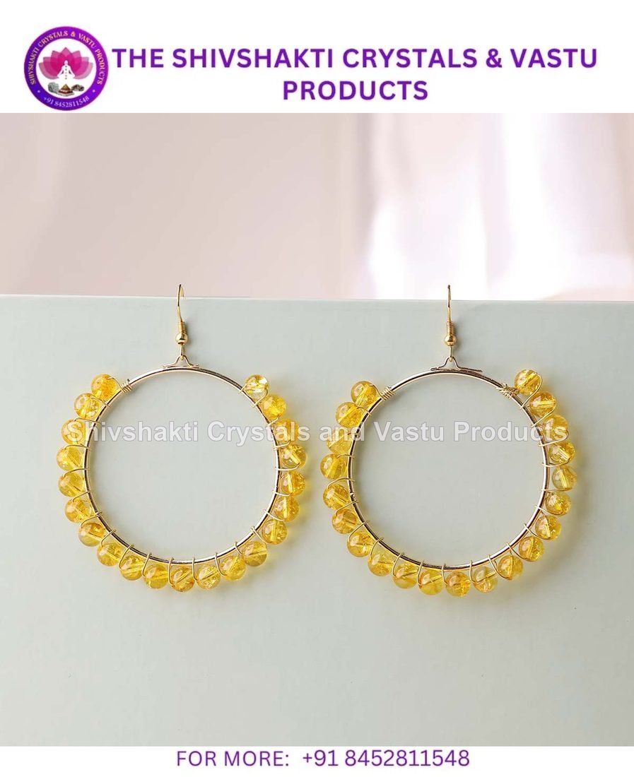 Citrine Beads Hook Earring