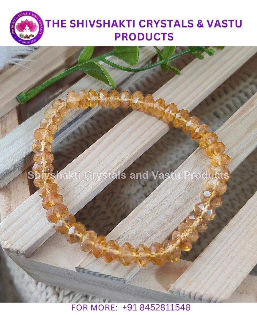 Citrine Faceted Bati Beads Elastic Bracelet