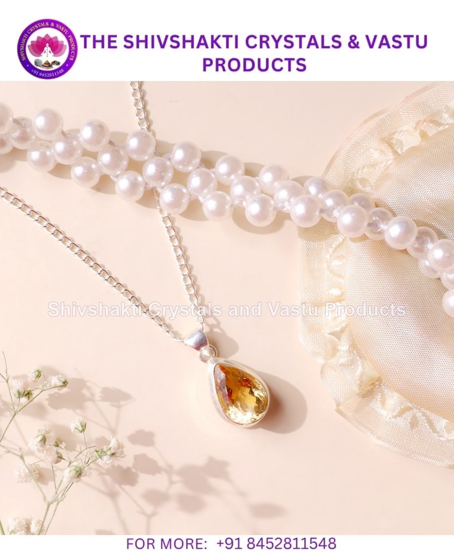 Citrine Faceted Big Pendant Silver