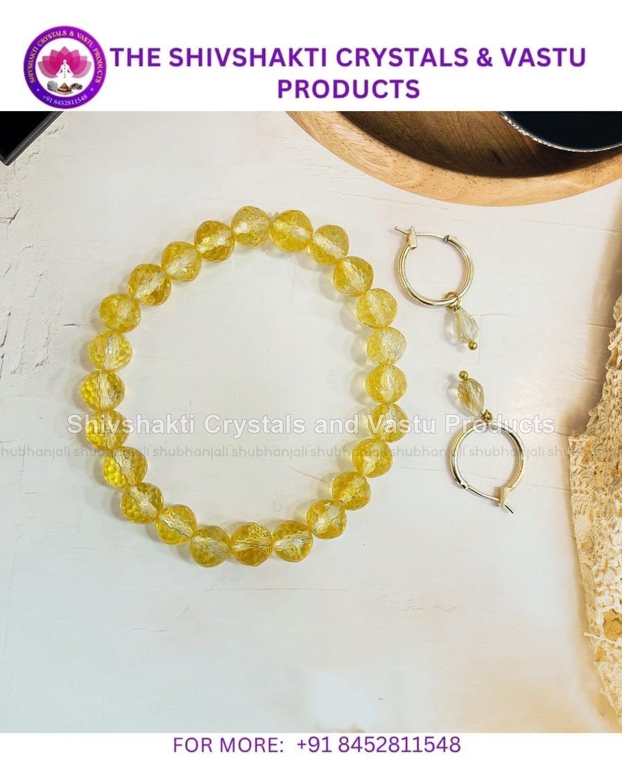 Citrine Faceted Bracelet And Drop Earring Set