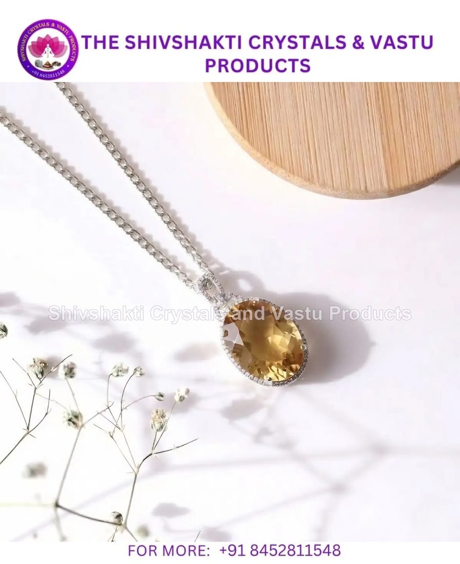 Citrine Oval Shape Big Pendant Silver