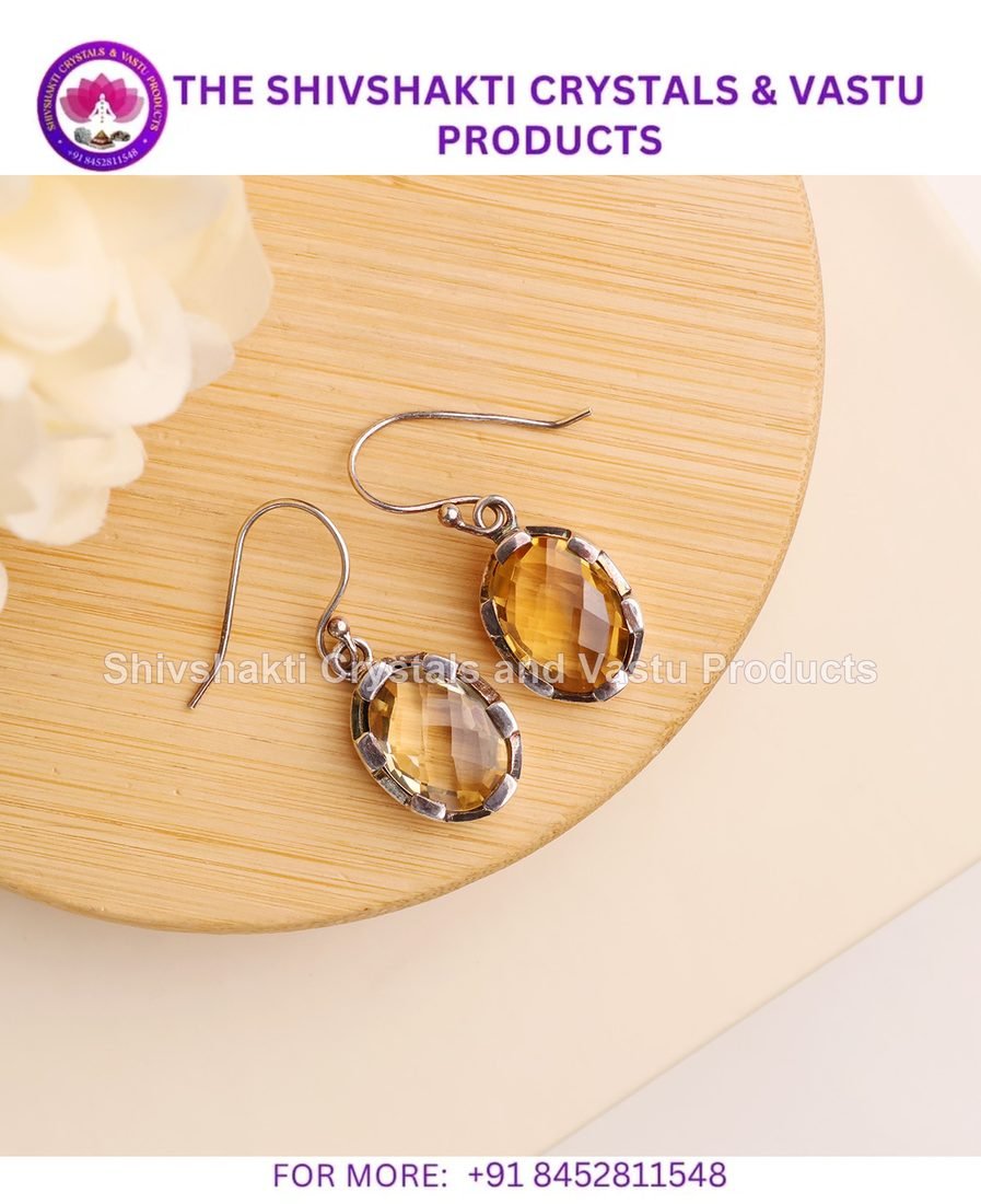 Citrine Oval Shape Silver Earring