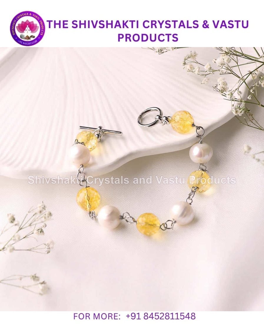 Citrine Pearl Chain Bracelet