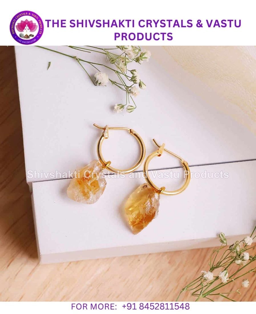 Citrine Raw Hoop Earrings